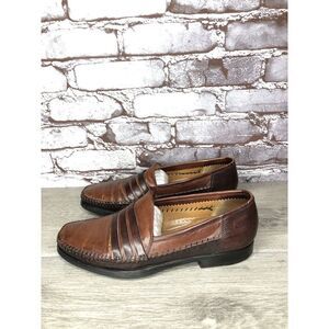 LORENZO BANFI Milano Brown Leather Slip On Loafers Dress Shoes Men Sz 8M US/41EU